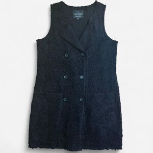 Sanctuary black wool blend fuzzy shaggy knit long button up sweater vest